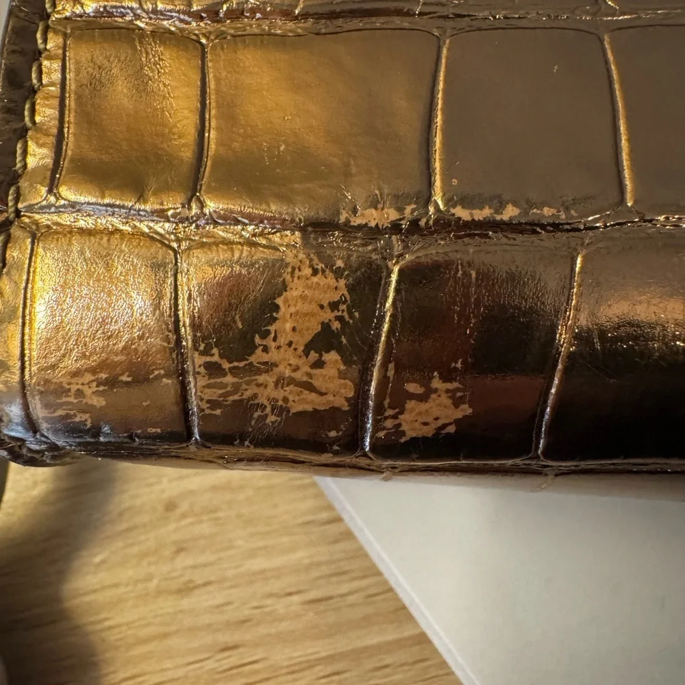Michael Kors Shiny Gold Croc-Embossed Clutch